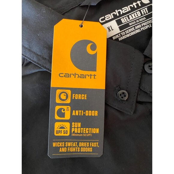 NWT Carhartt Relaxed Fit Black Short-Sleeve Shirt Belle Plaine Logo XL - Picture 5 of 13